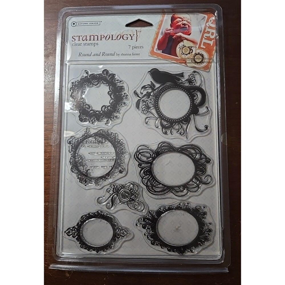 Autumn Leaves Stampology 7clear stamps  'Round and Round' by Rhonna Farrer NEW